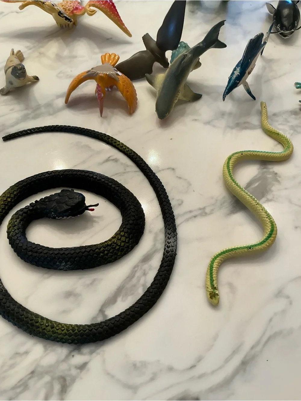 Assorted Reptile & Sea Creature Figures - Green, Black, Yellow